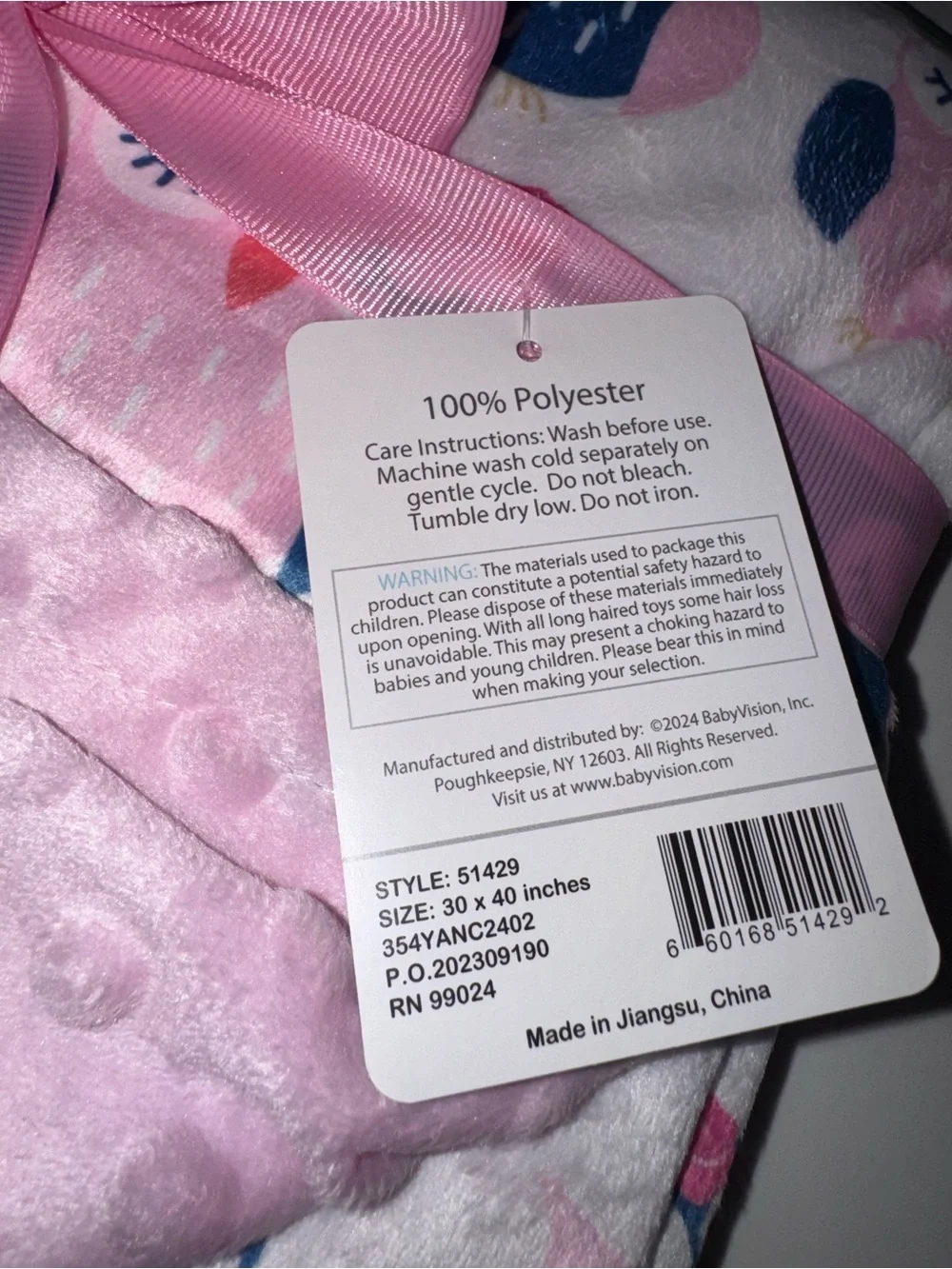 Hudson Baby Pink and Navy Owl Soft Minky Dot Girls’ Blanket NEW